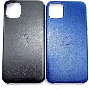 Genuine Apple Brand Leather Cover For iPhone 11 Pro Max Bundle of 2 (Black/Blue)